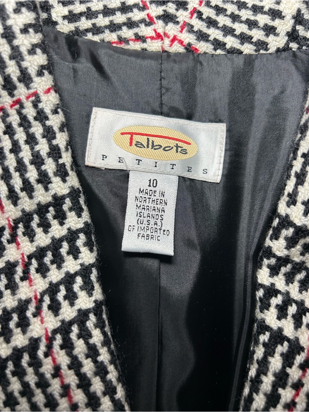 Talbots Classic Black & White Houndstooth Women's Blazer - Picture 2 of 8